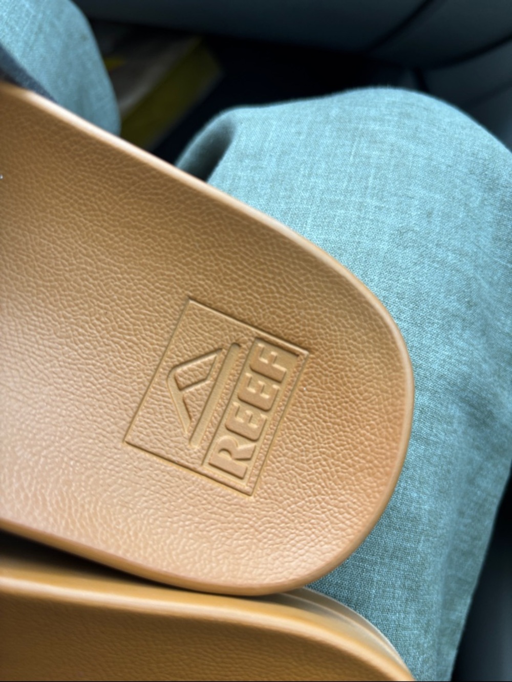 Reef cushion Vista Black Double-Band Slide Sandals with Tan Footbed 8 - Picture 5 of 9